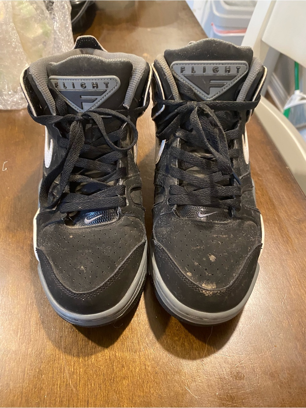 Nike Black and Gray High-Top Flight Sneakers